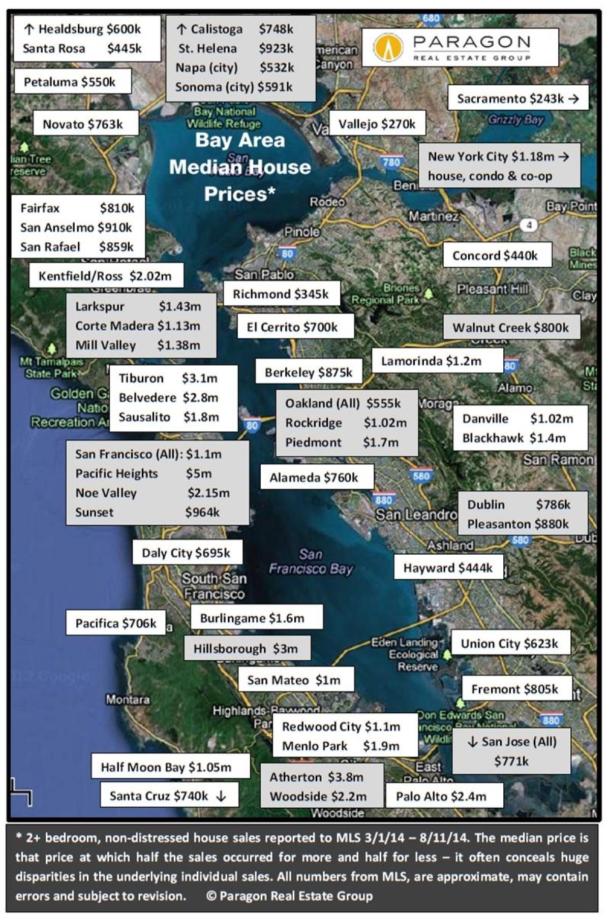 Kartta bay area asuntojen hinnat