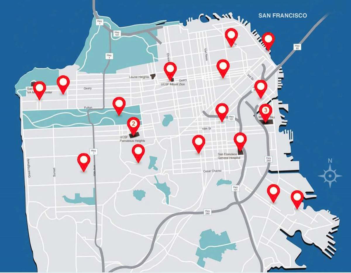 Kartta San Francisco sairaalat