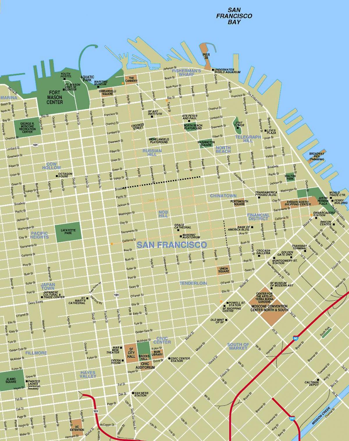 kartta nähtävyyksiä San Francisco