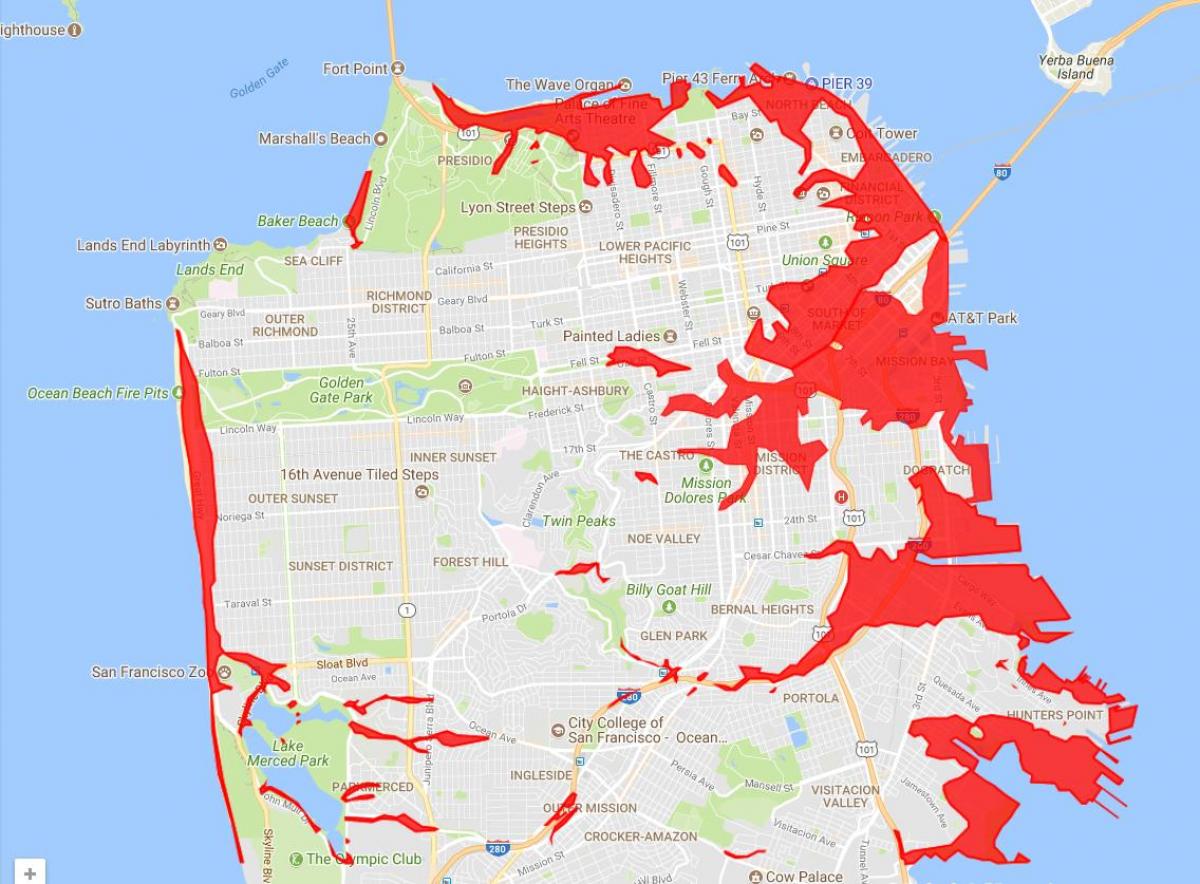 San Francisco alueilla välttää kartta