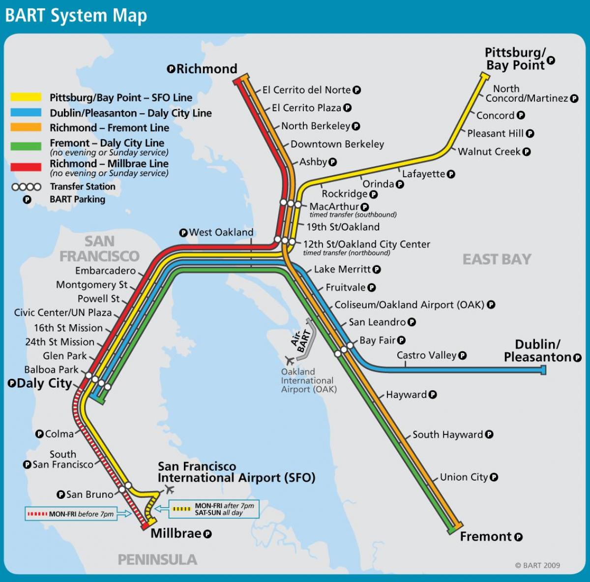 San Francisco bart järjestelmä kartan