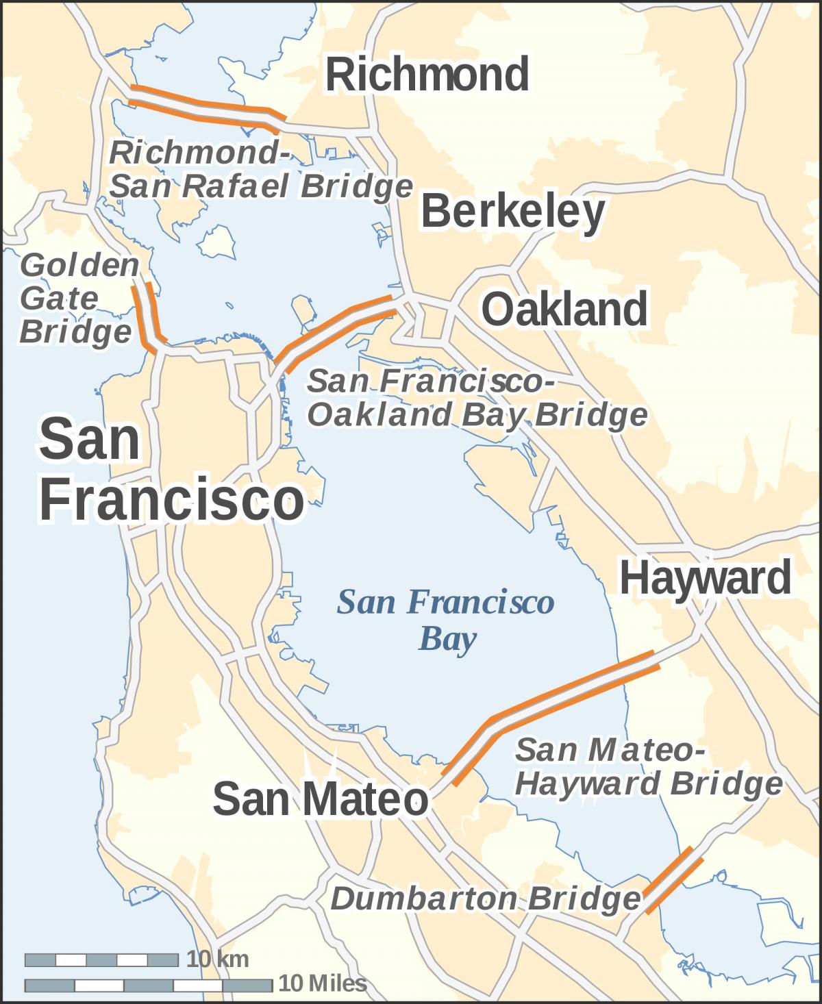 Kartta lahden alueen sillat