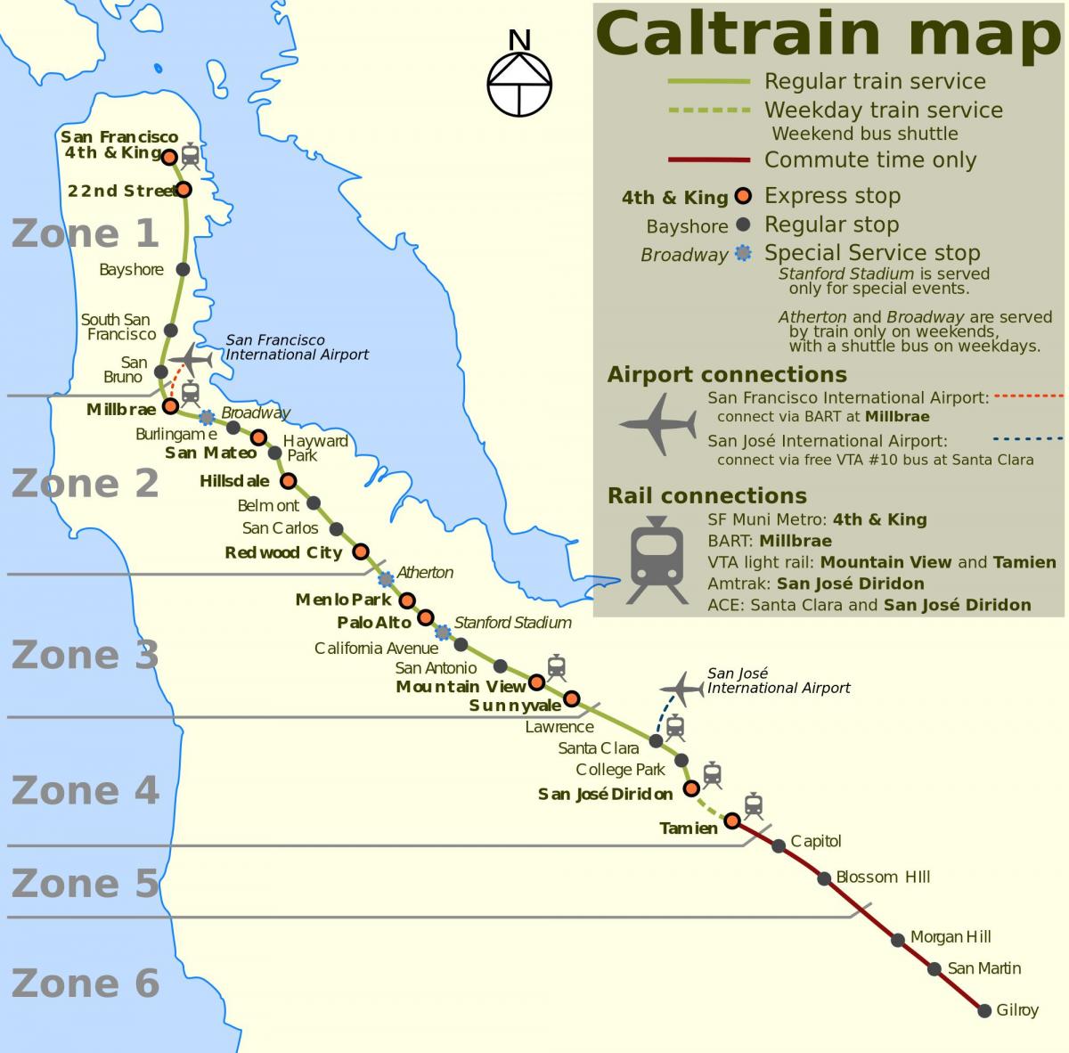 San Francisco caltrain kartta
