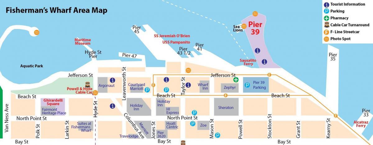 kartta San Francisco fisherman ' s wharf-alueella