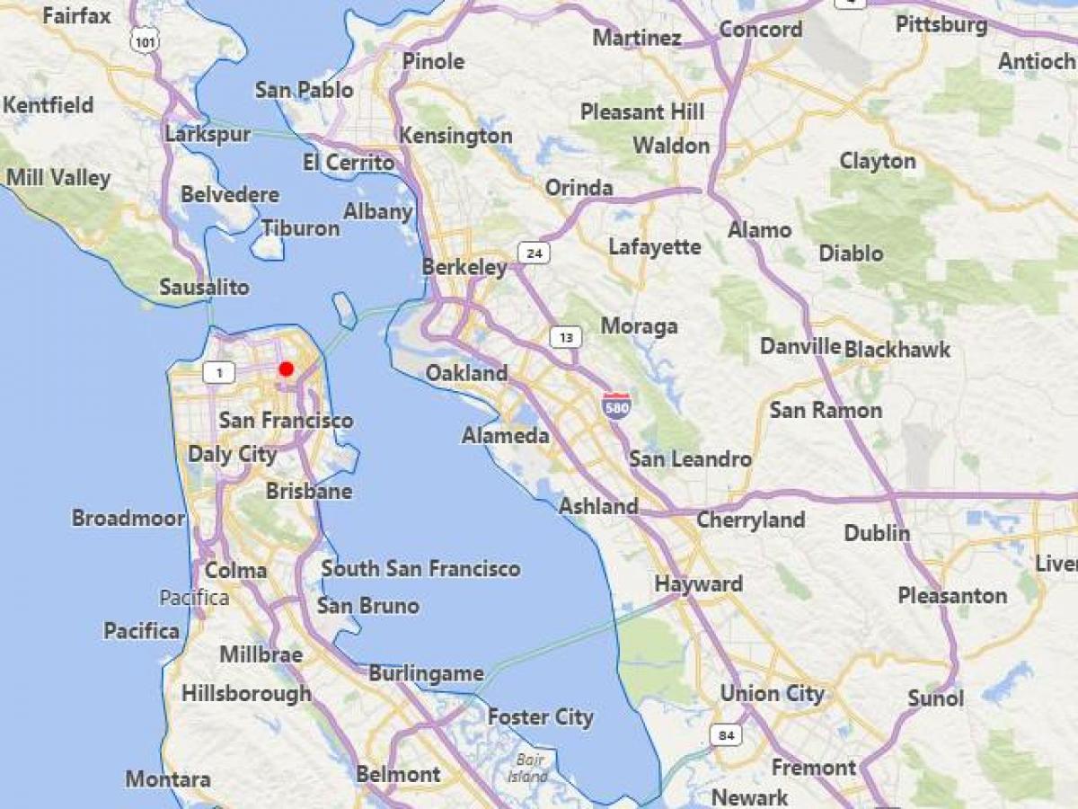 kartta kalifornian kaupungit lähellä kohdetta San Francisco