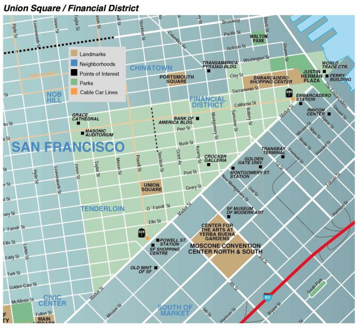 Kartta union square area San Franciscossa