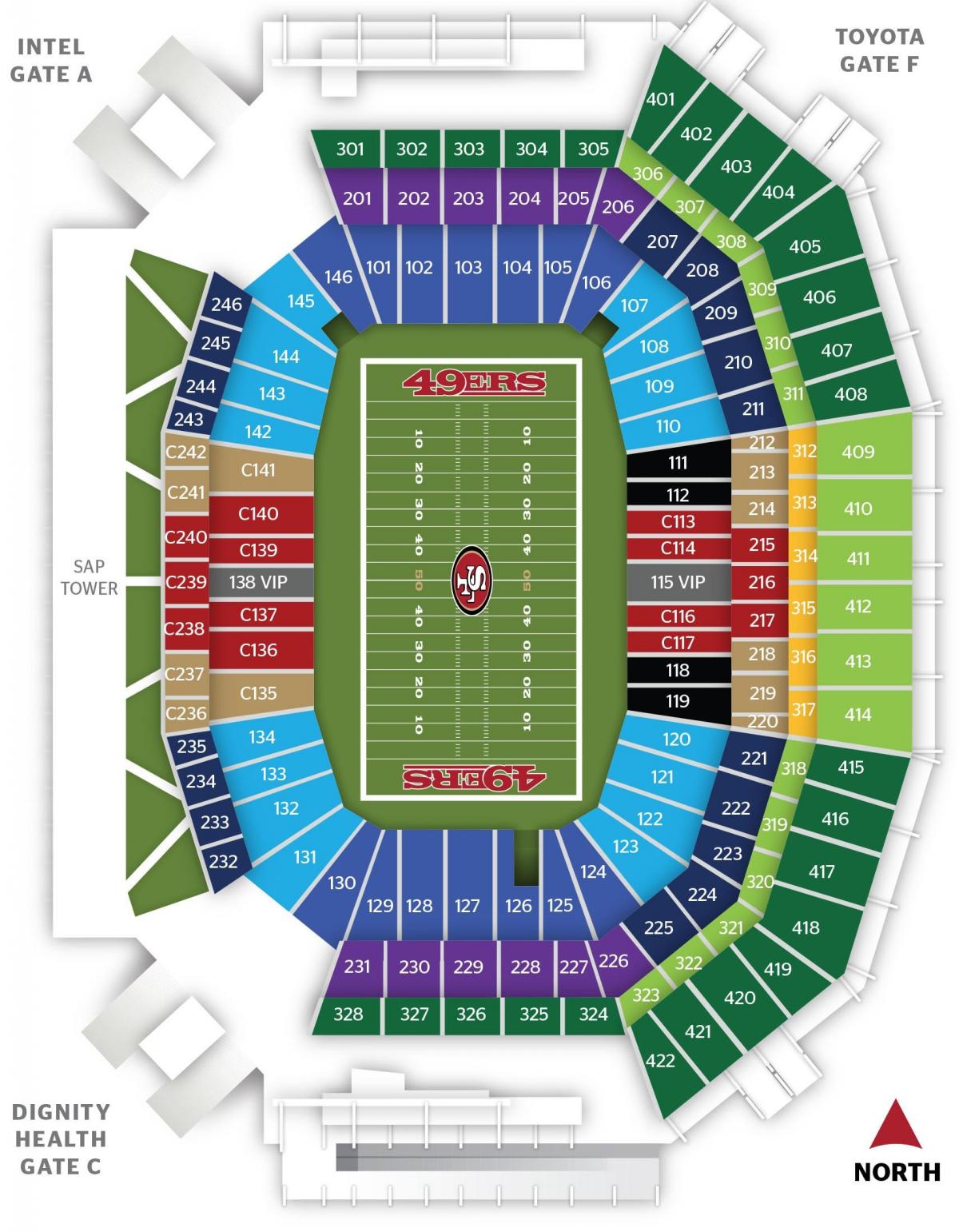 Kartta San Francisco 49ers-stadion