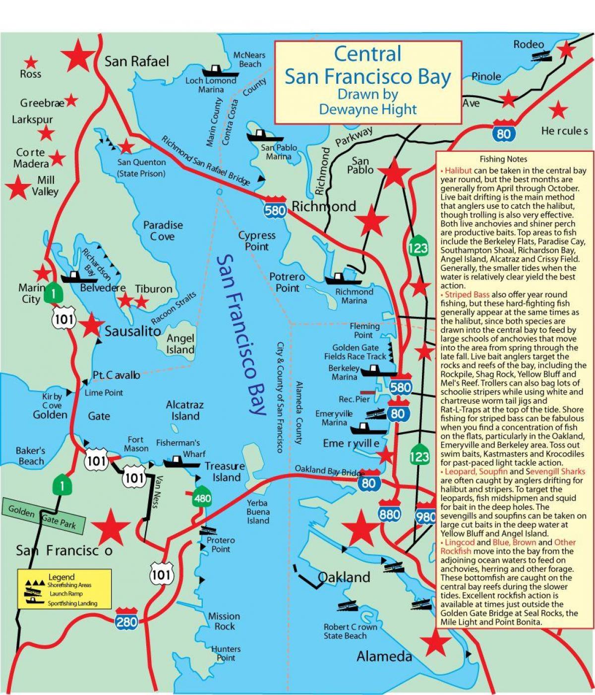 Kartta San Francisco bay kalastus 