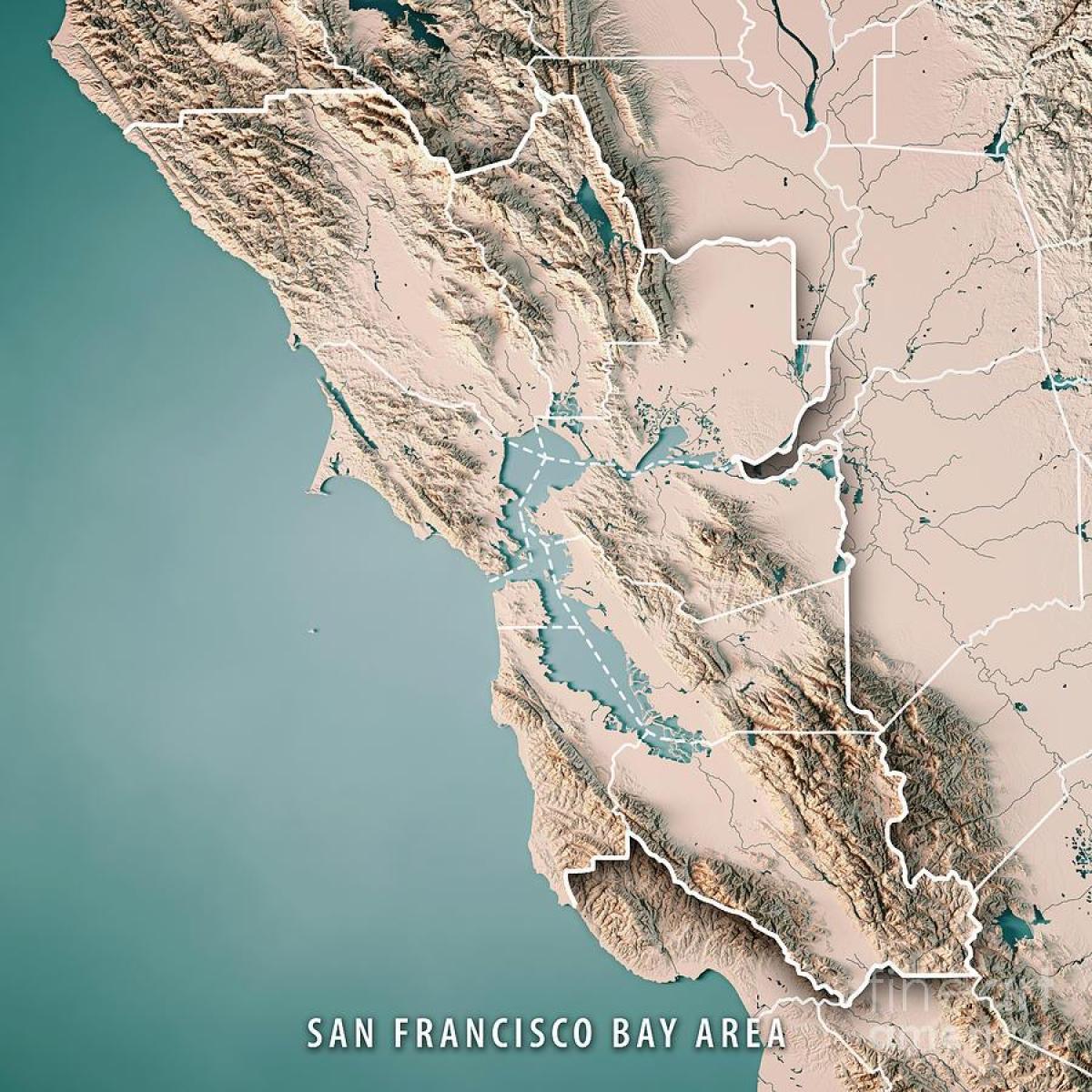 Kartta San Francisco bay topografisia 