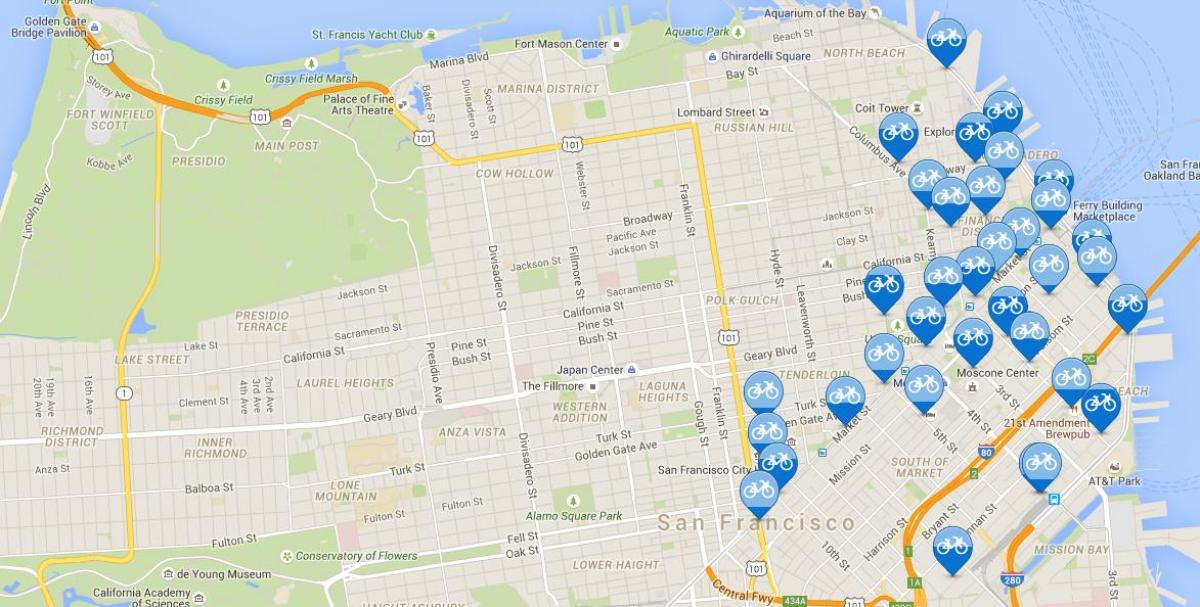 Kartta San Francisco bike share