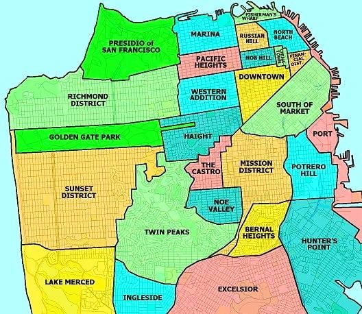 lähiöissä San Francisco kartta