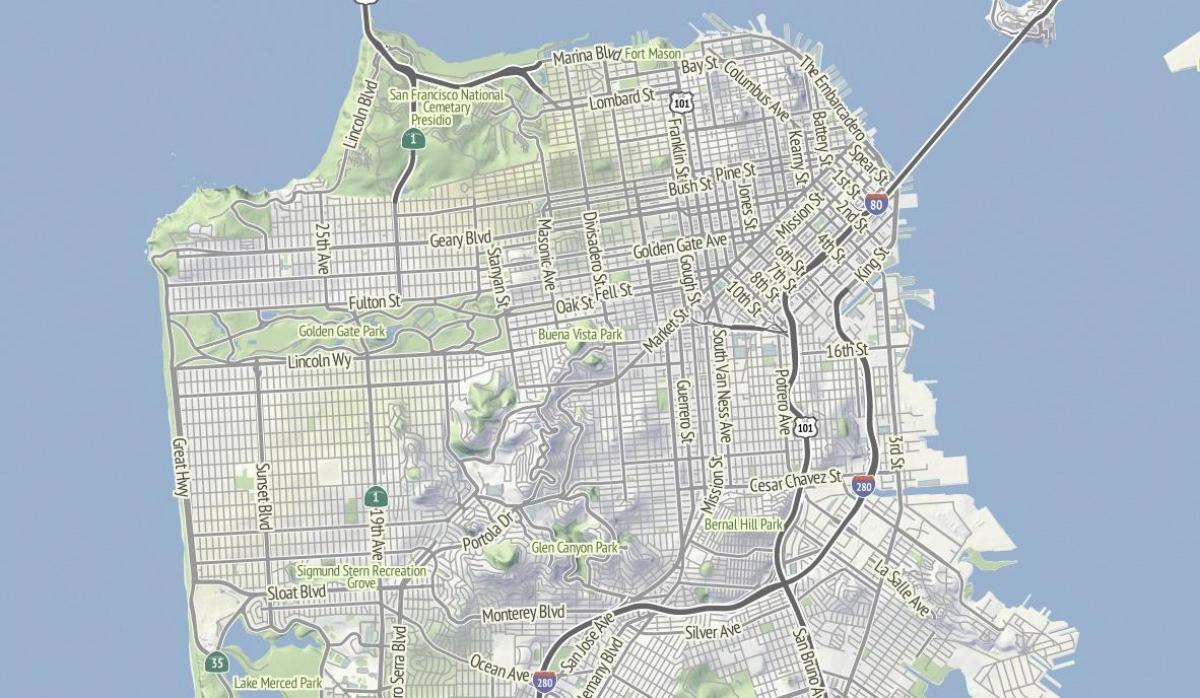 Kartta San Francisco maastossa