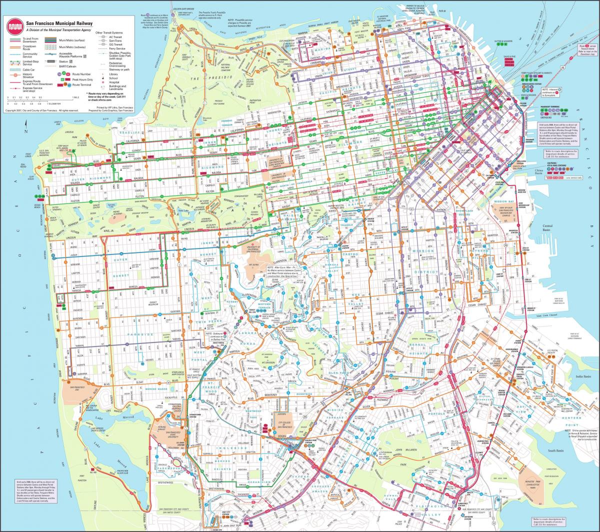 Kartta San Francisco municipal railway