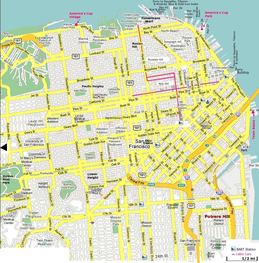 San Francisco nähtävyydet kartta
