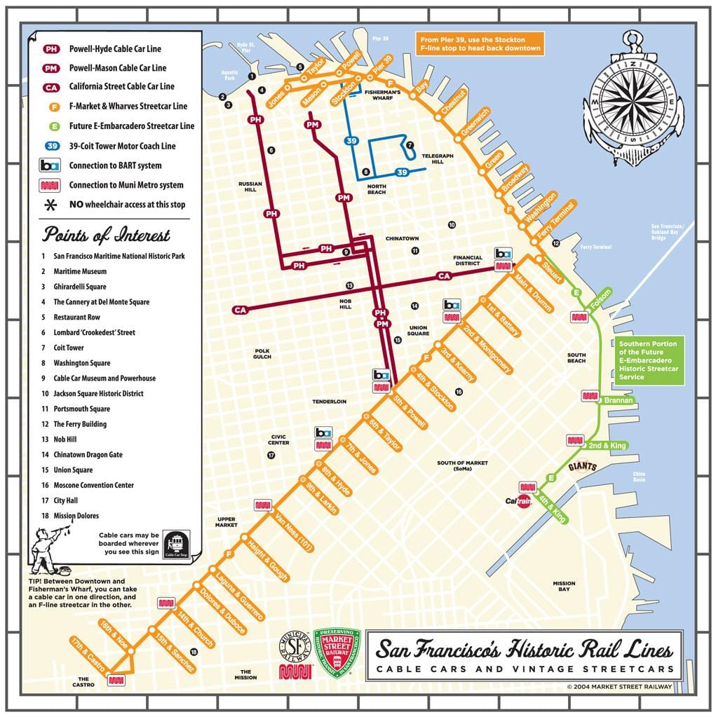SFO raitiovaunu kartta