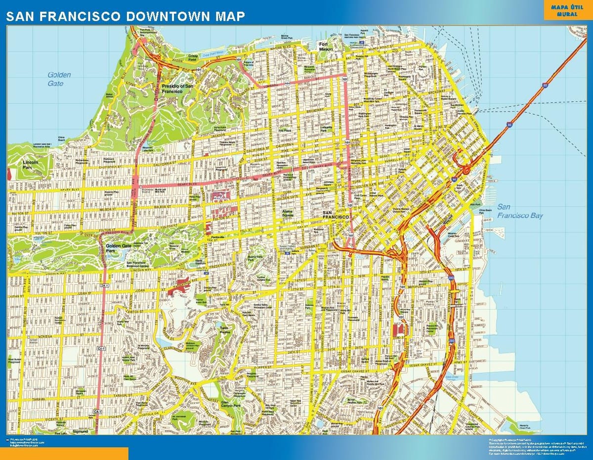 Kartta San Francisco seinään