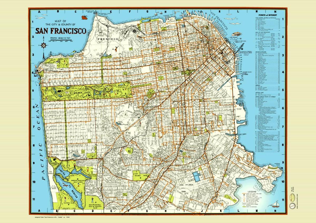 Kartta San Francisco street juliste