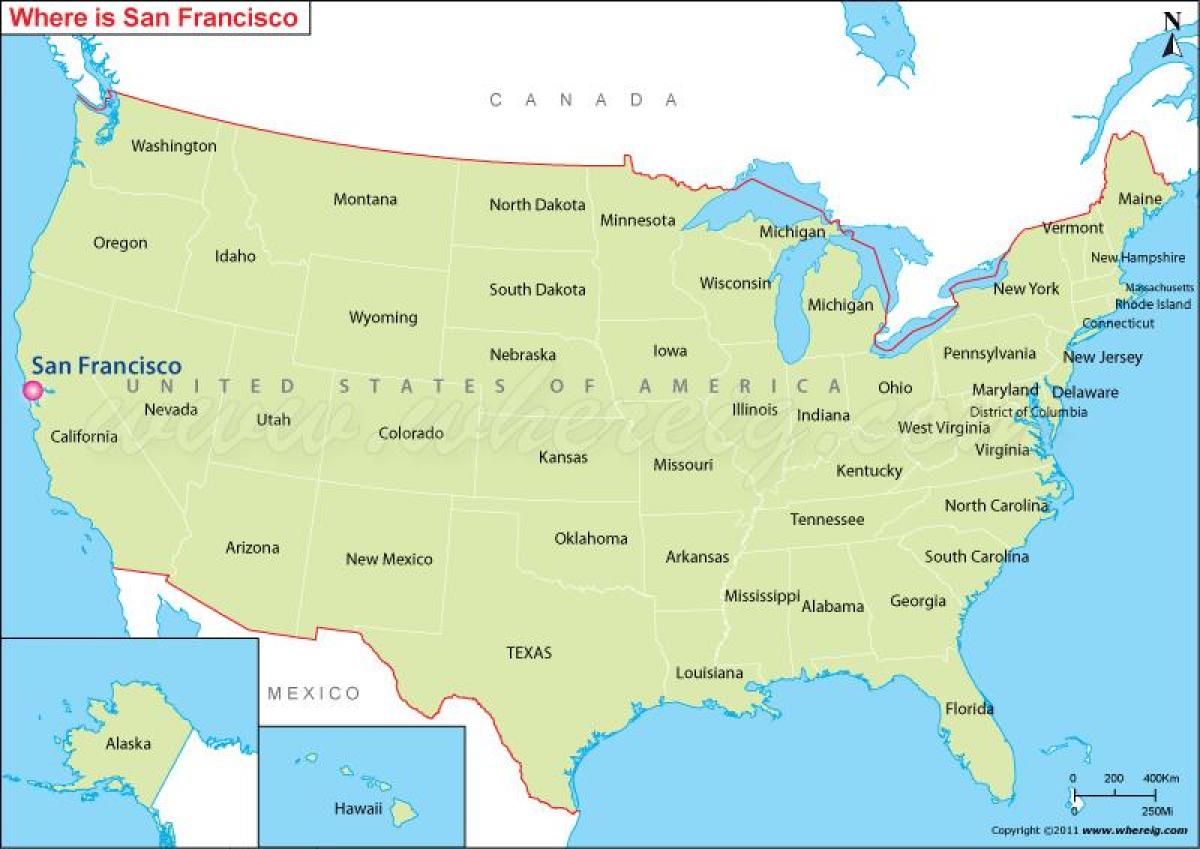 kartta San Francisco, kalifornia, yhdysvallat
