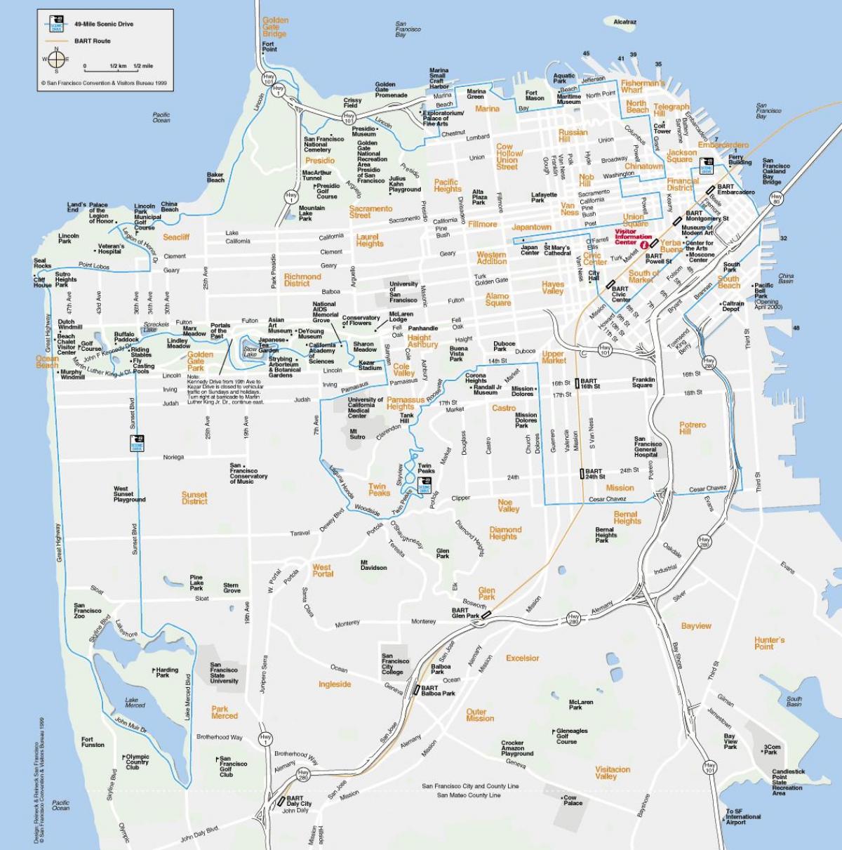 Kartta San Franciscon maamerkeistä