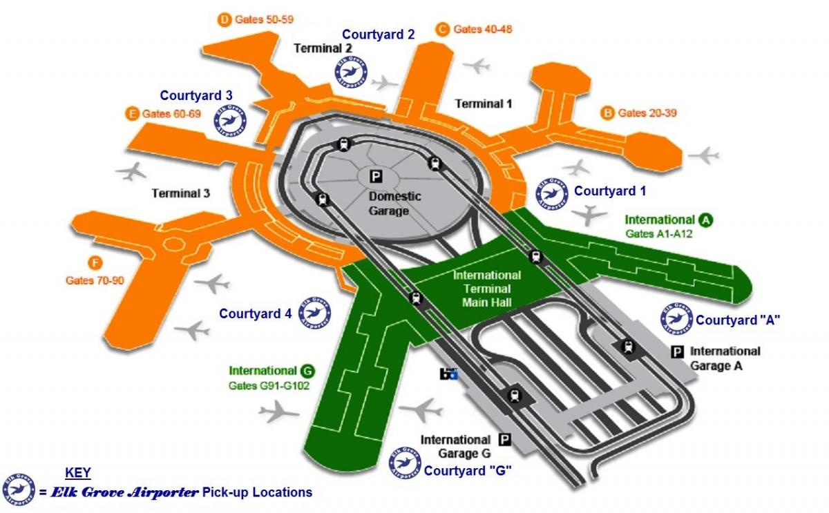 SFO: n kansainvälinen terminaali saapuminen kartta