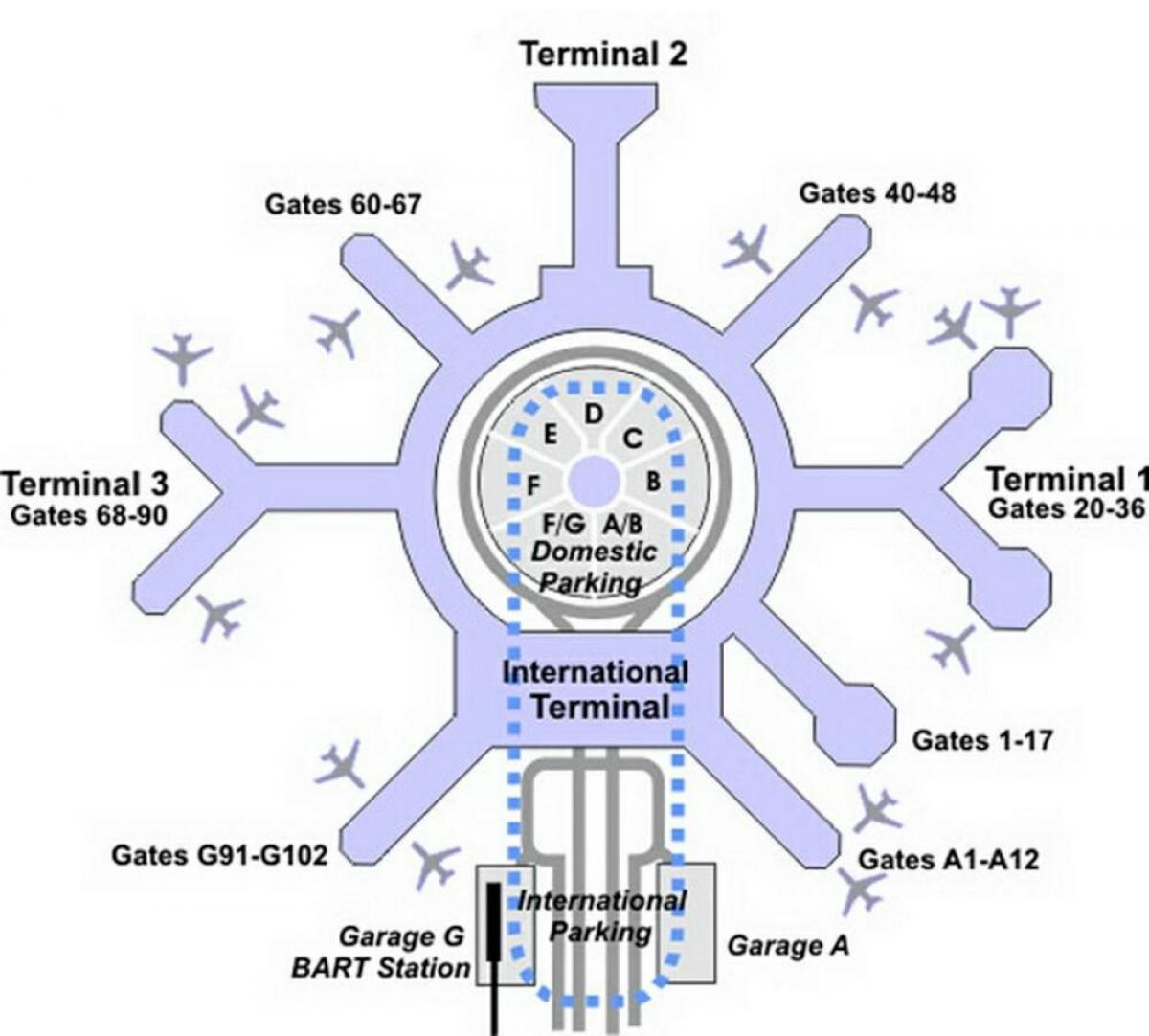 Kartta SFO terminaali g