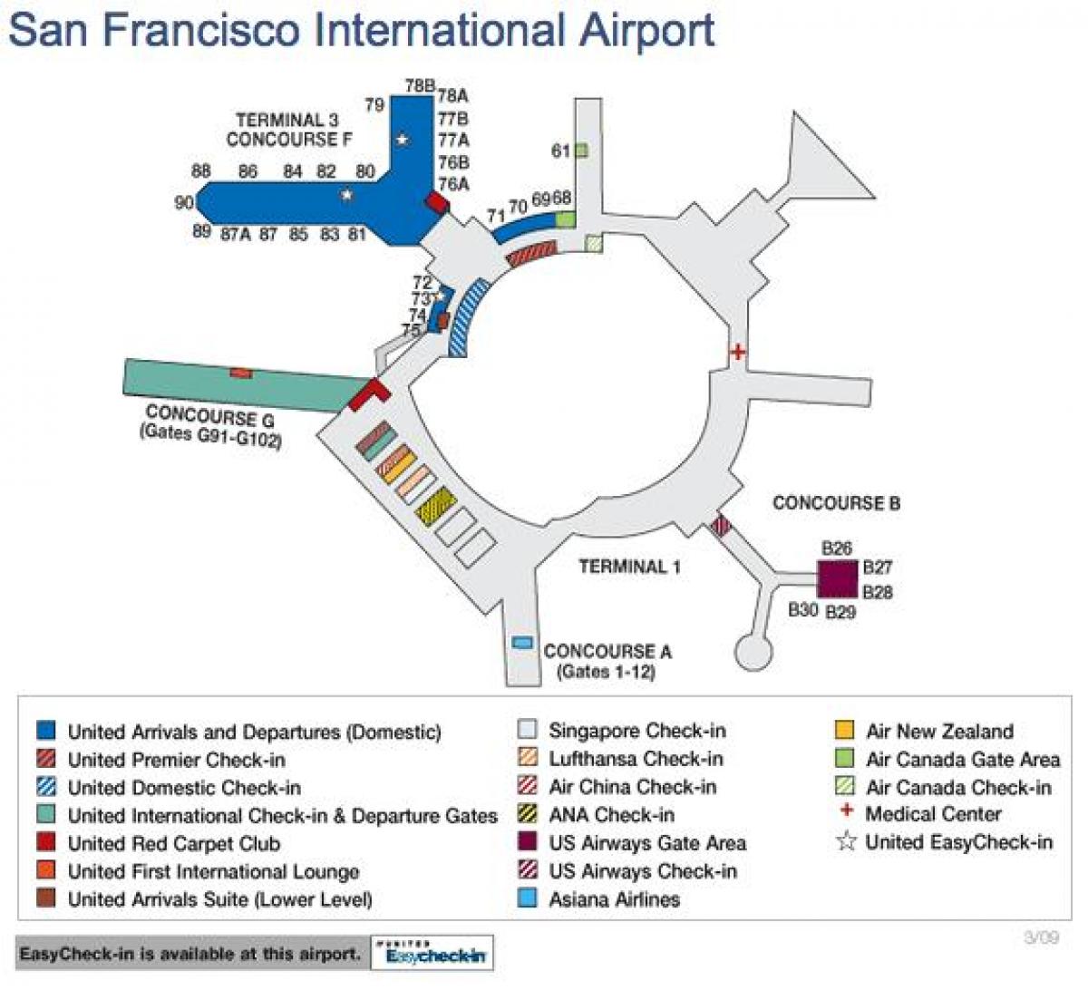 San Francisco lentokenttä kartta iso
