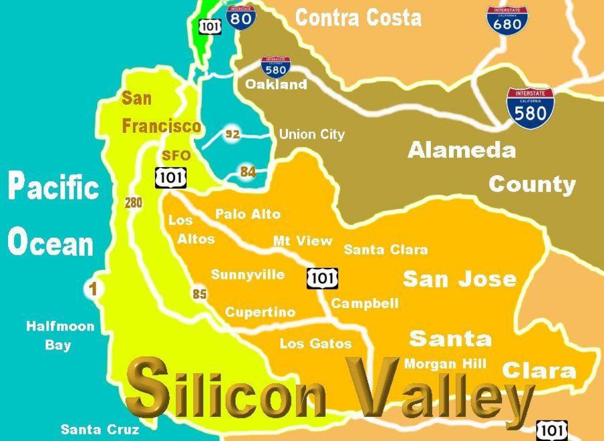 Kartta silicon valley sijainti