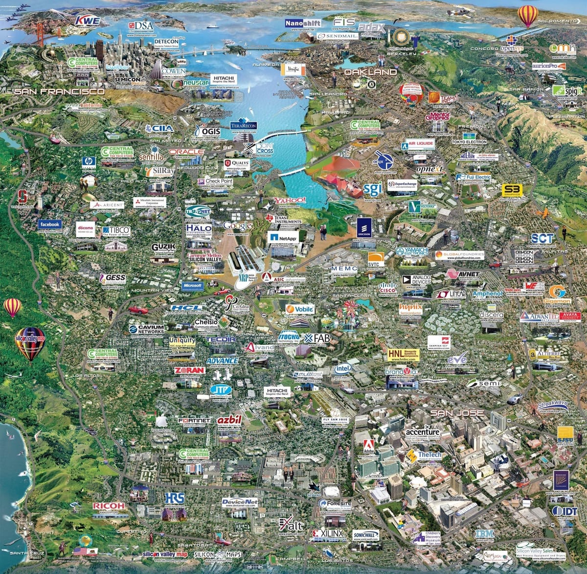 silicon valley high tech kartta