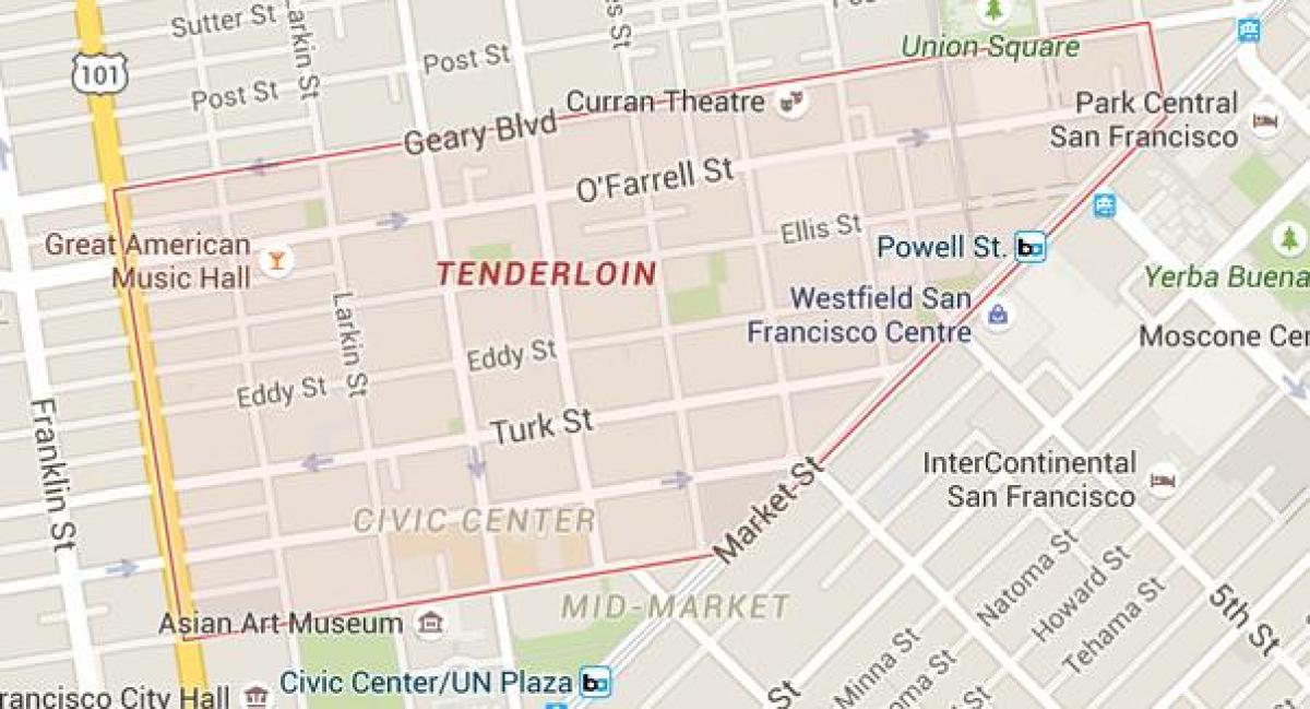 sisäfilee San Francisco kartta