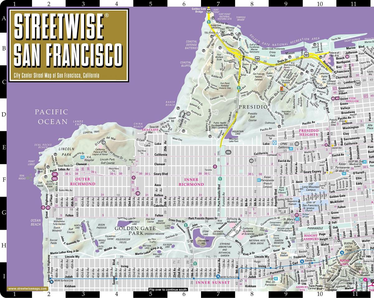 Kartta streetwise San Francisco