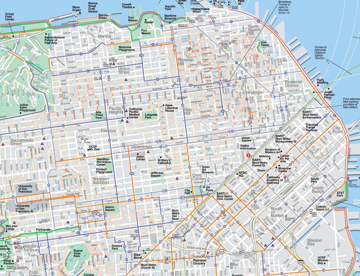 Kartta yksityiskohtainen San Francisco