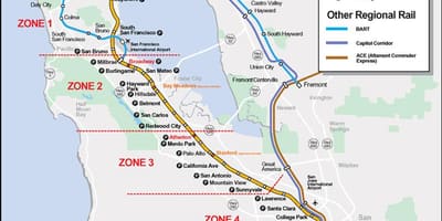 Caltrain kartta reitti