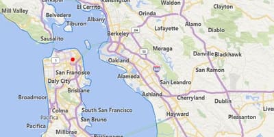 Kartta kalifornian kaupungit lähellä kohdetta San Francisco