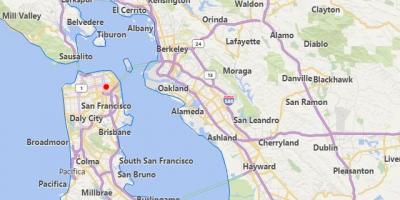 Kartta kalifornian kaupungit lähellä kohdetta San Francisco