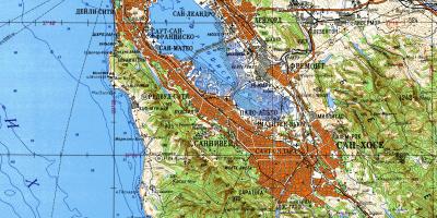San Francisco bay area topografinen kartta