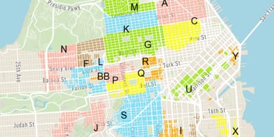 Ilmainen kadulla pysäköinti San Francisco kartta