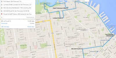San Francisco kävelykierroksia kartta