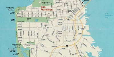 Kartta San Franciscon tärkeimmille nähtävyyksille
