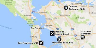 Lentokentät lähellä kohdetta: San Francisco kartta